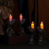 New Black Crow Statue Halloween Home Decor Luminous Candlestick LED Candle Light Horror Desk Lamp Decoration Party Decoration