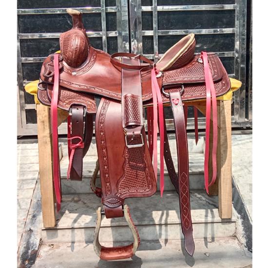 Premium Leather Western Roping Ranch Horse Saddle 12 Inch