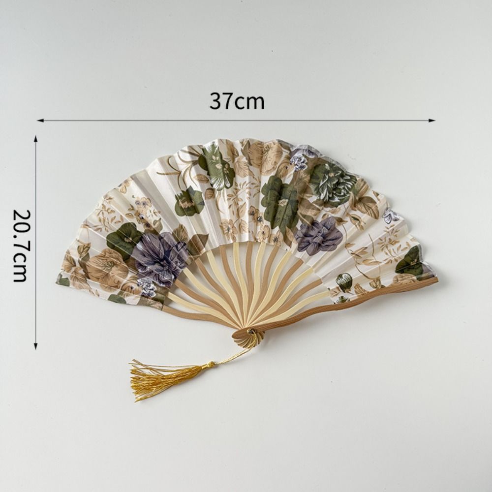 Chinese Style Handheld Fan Flower Tassel Folding Fan Silk Folding Fan  Hanfu Accessories