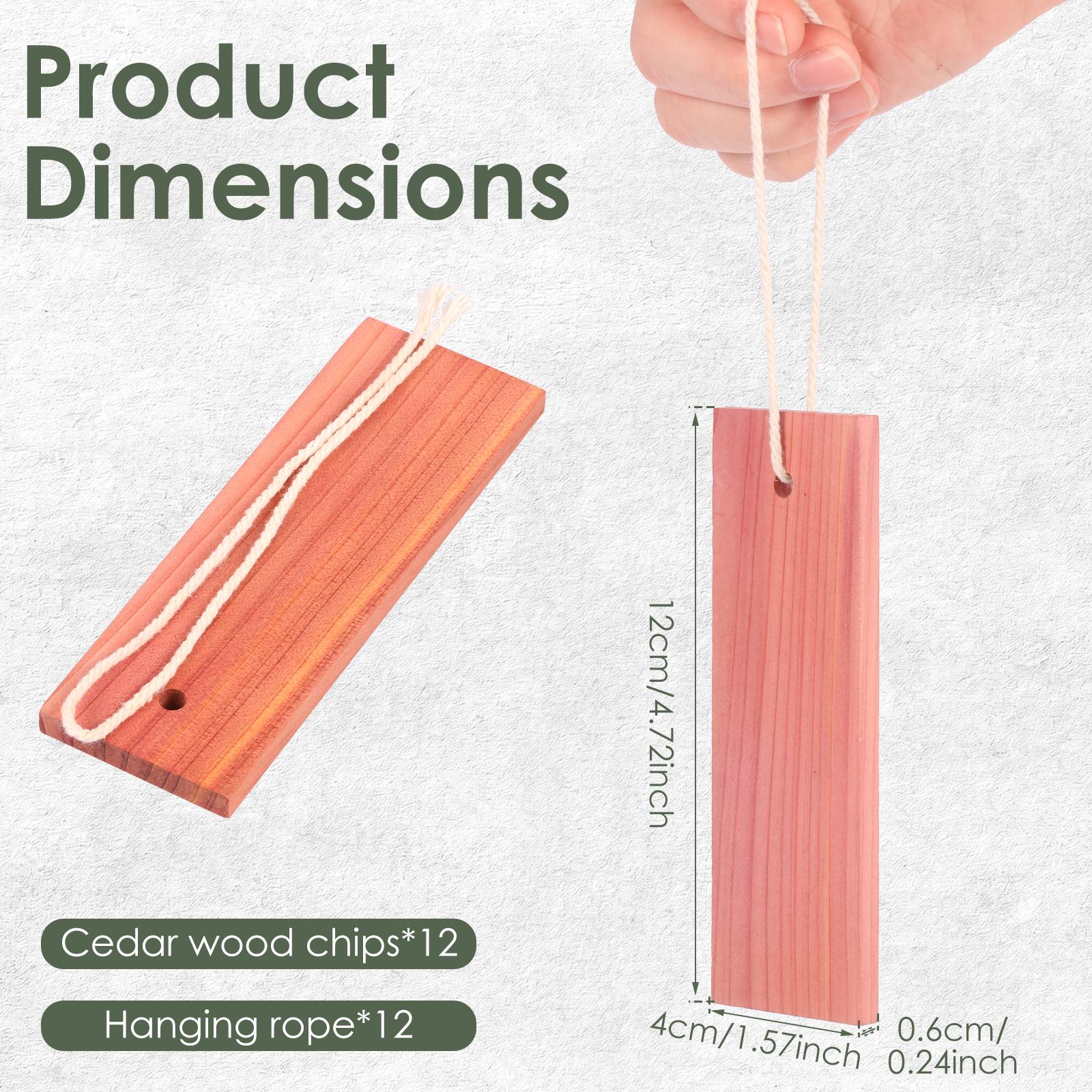 12Pcs Natural Cedar Block Drawer Freshening Cedar Block Hanging Closet Aromatic Cedar Plank Camphor Insect Repellent Moth Wood