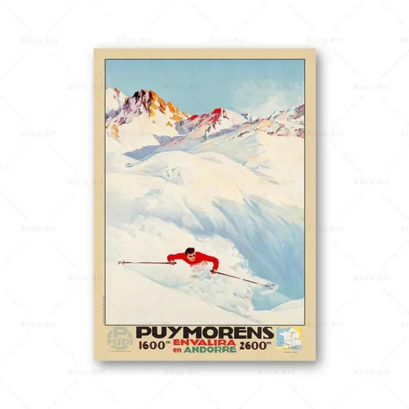 

Vintage Ski Travel Poster Boston Norway Switzerland Italy Snow Landscape Skiing Canvas Art Wall Decor for Room 21cm×30cm NoFrame