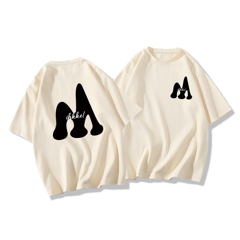 

Couples pure cotton short-sleeved t-shirt women s summer loose and versatile half-sleeved t-shirt lower clothes missing design top tide M
