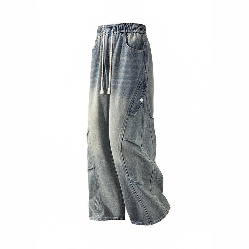 Autumn and Winter New Trendy Brand American Washed Straight Jeans Men's Loose High Street Wide-leg Versatile Trend Trousers