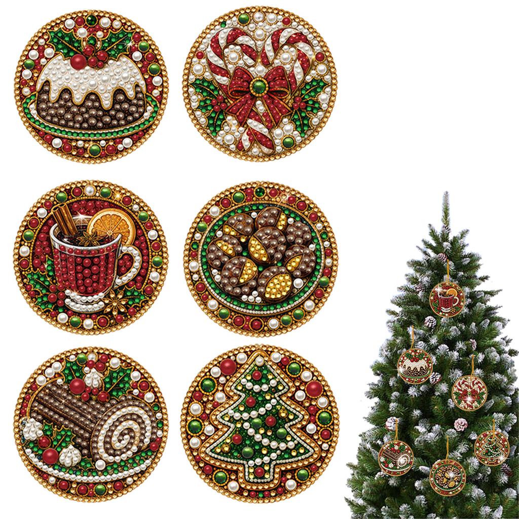 6PCS Christmas Ornaments DIY Pearl Diamond Art Kits for Adults Xmas Tree Hanging Craft Pendents Holiday Christmas Decorations