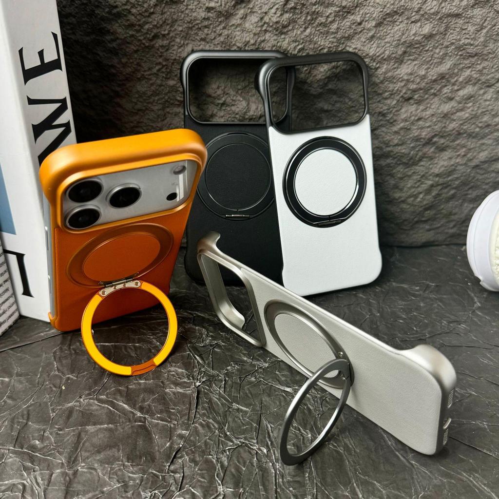 iPhone 13–17 Pro Max Magnetic Rotating Stand Frameless Protective Case