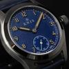 KNIS Retro Military Watch Men's Sapphire Glass 10 ATM Water Resistant Blue Dial Navy Leather KN003-BLNVLE