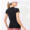 Fashion Solid Running Casual Yoga T-shirt Women Short Sleeve Sports Tight Yoga Tee Tops Summer Sexy Slim Fitness Yoga Women Clothing 24411