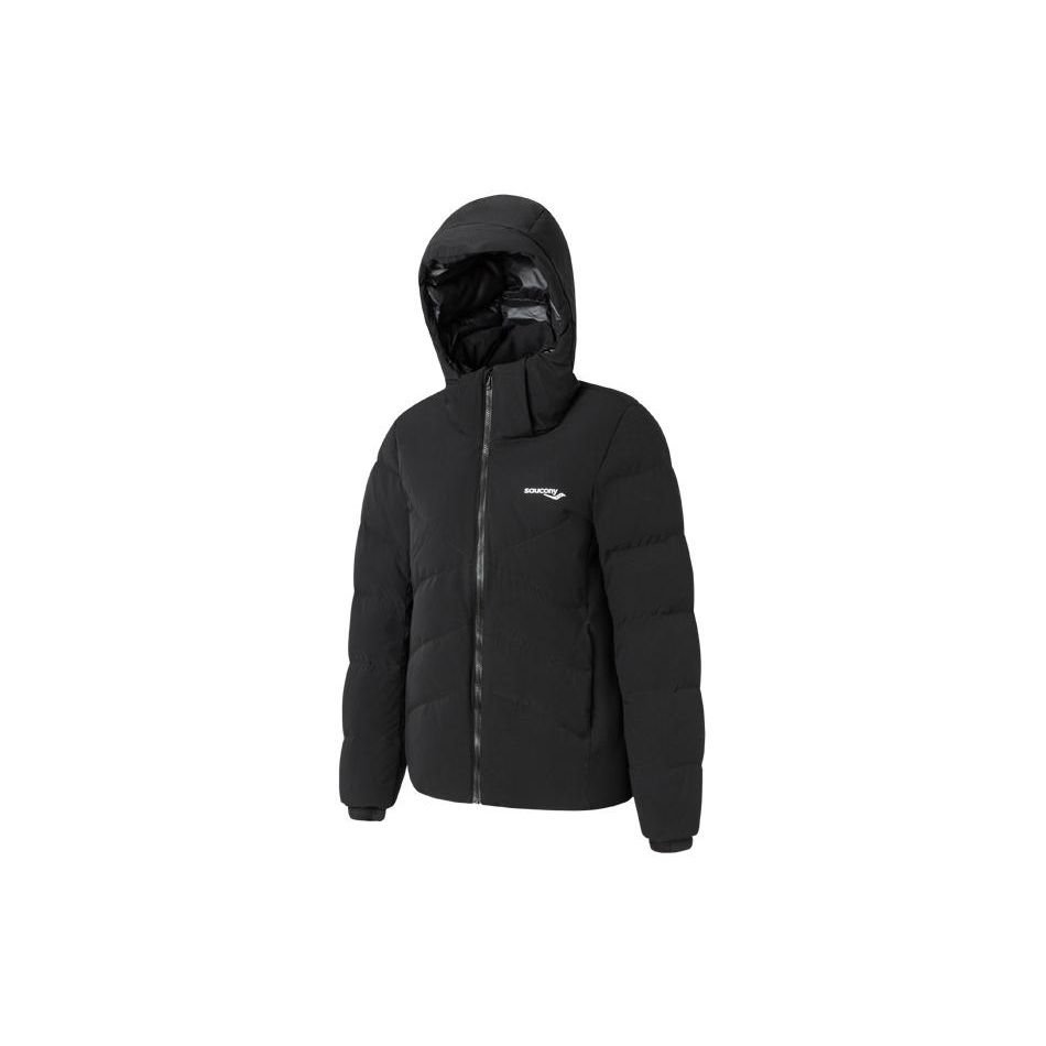 SAUCONY Solid Color Casual Hooded Long Sleeve Down Jacket Women Outerwear Black SC1220003-3