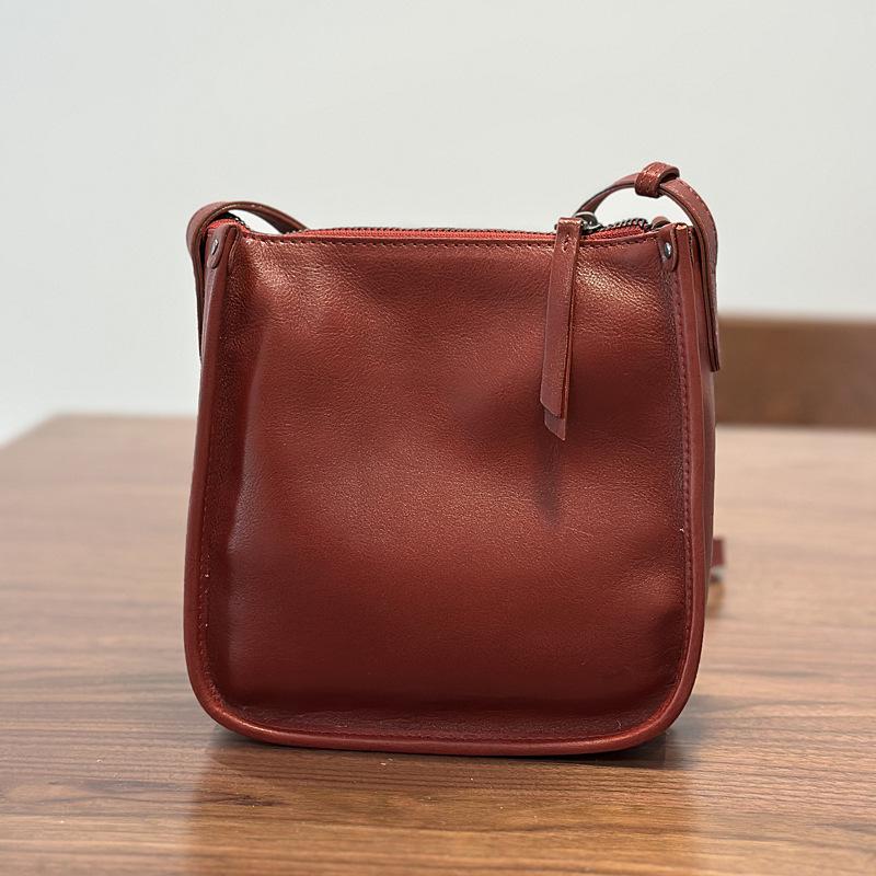 

Johnature Small Bag Genuine Leather Women Bucket Bag Outward Commuting Simple Shoulder Crossbody Bags бордовый