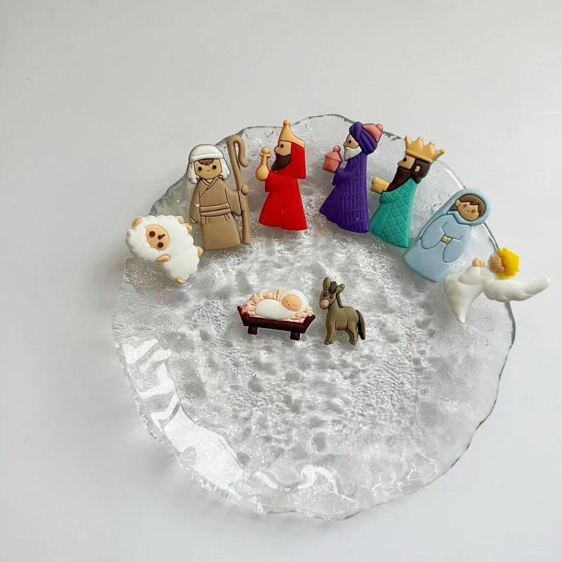 9 Stück/Set Jesus Kühlschrankmagnete DIY Zubehör Weihnachten Kühlschrankaufkleber PVC Dekorieren Sie Ihren Kühlschrank Oder Handyhülle Ohne Magnet