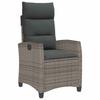 Relax Garden Chair with Side Table Adjustable Grey Poly Rattan