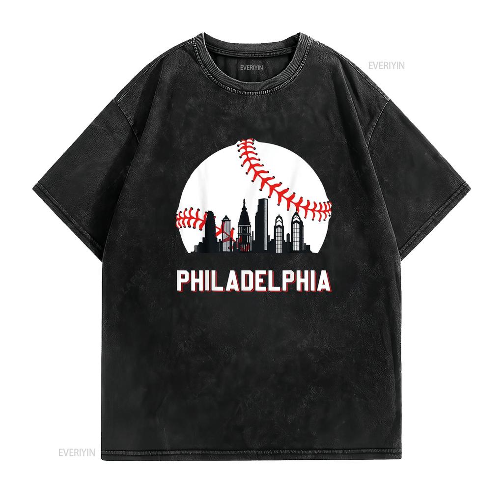 Vintage Philly Baseball Leopard Herz Fans T-Shirt vintage gewaschenes Oberteil für den Alltag leicht stylisch Designer-Kleidung