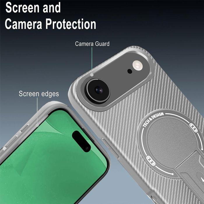 Protective Case - BOOLING - for iPhone Air - Carbon Fiber with Magnetic Circle Holder - Gray