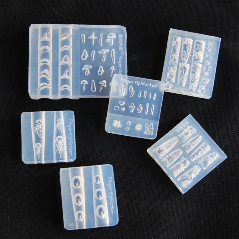 Sea Lifes Nail Stamping Set Silicone Molds Nail Art Designing Mold Suitable for Creative Manicure with Whales and Shells