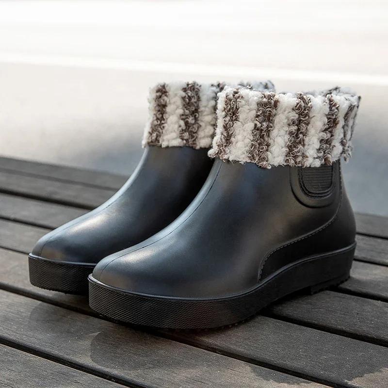 Fashion Rain shoes women's Korean version anti slip rain boots short tube fashionable external style new rubber shoe cover