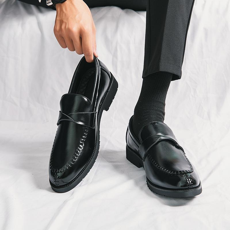 Casual leather shoes new British business pointed inner height increase CM hairstylist Doudou