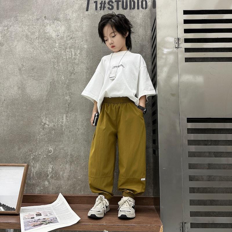 Summer Children's Work Pants Thin Breathable Quick Drying Pants for Boys and Girls Mosquito Repellent Pants Leg Binding Pants