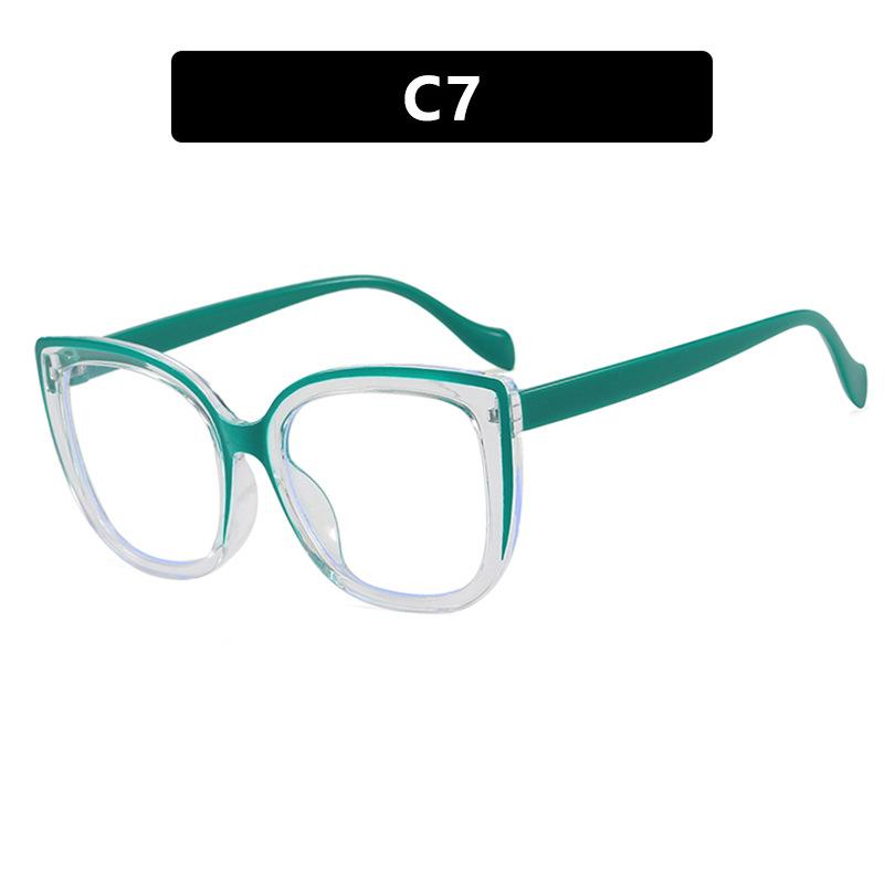 European and American color matching square large frame cat eye anti-blue light glasses frame plain retro glasses frame Internet celebrity fashion