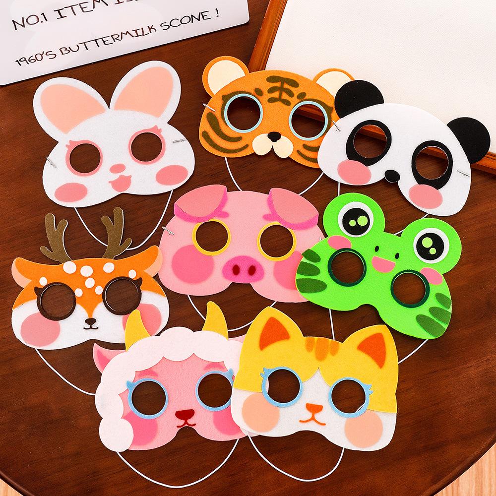 8Pcs Cartoon Animal Non-woven DIY Mask Educational Toys for Kids Birthday Party Favors Kindergarten Rewards Pinata Fillers