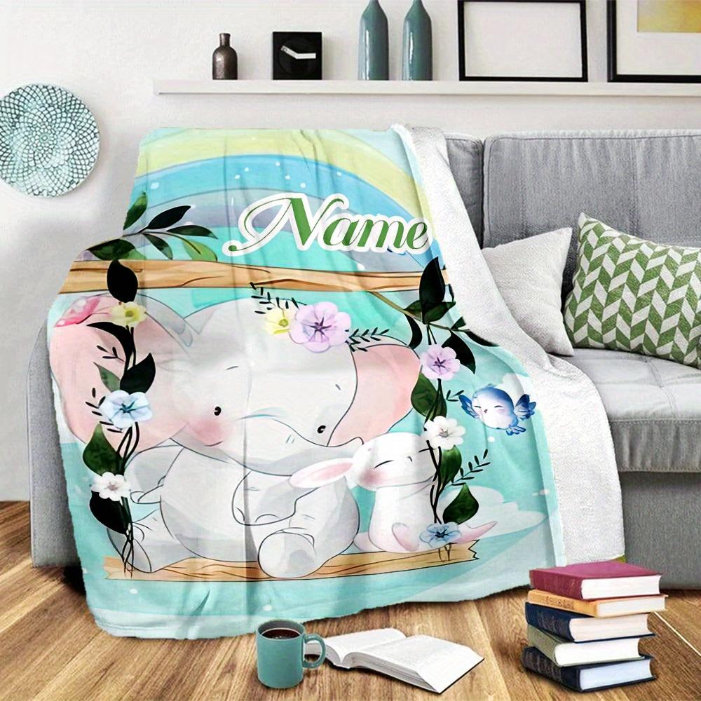 Elephant And Bunny Home Custom Blankets Comfortable Soft Lightweight Allseason Multipurpose Blanket For Picnics Sofas Offices Beds Living Rooms