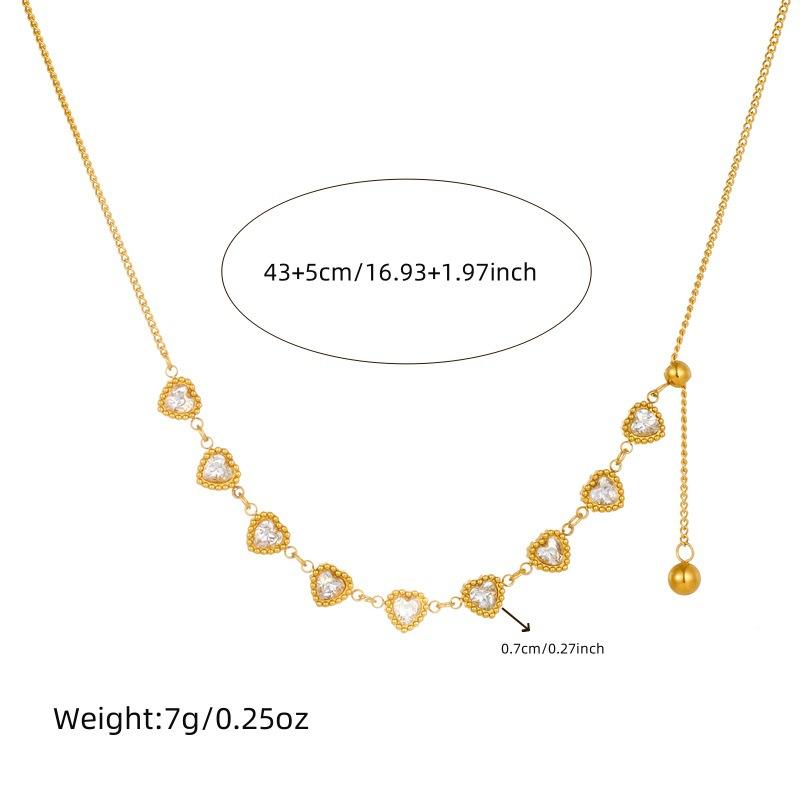 Fashion Minimalist Rhinestone Heart Bead Long Tassel Chain Gold Necklace