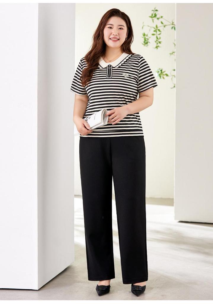 Plus Size High-Waist Slimming Chain Suit Pants for Women, 2026 Spring Collection - Drape Design, Conceal Flesh, Straight Leg Fit
