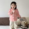 2025 Girls' Korean Style Peter Pan Collar Cardigan - Fashionable Spring/Autumn Baby Outerwear Top Set
