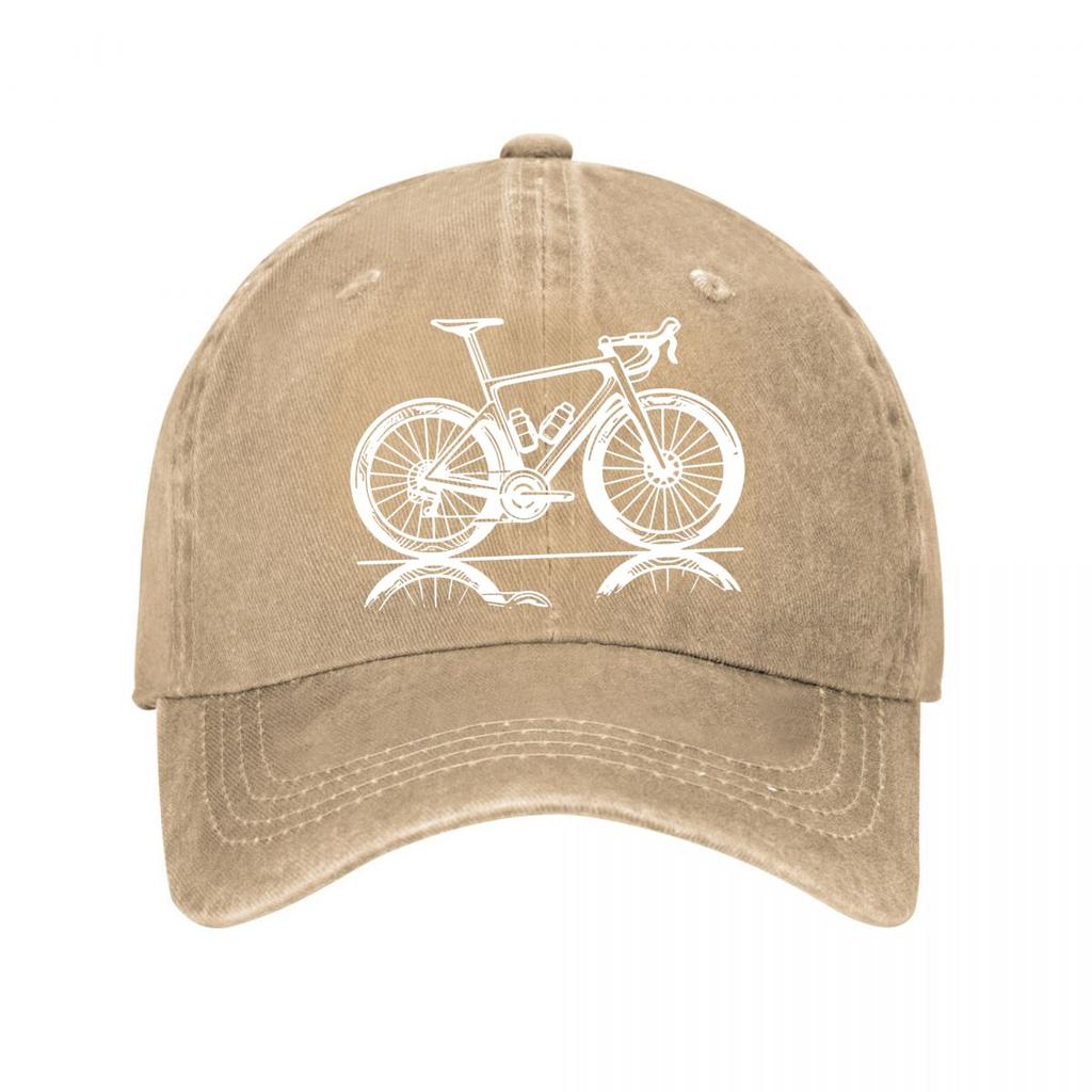 Road Bike Printed Baseball Cap Speed Bike Print Stylish and Adjustable Washed Baseball Cap