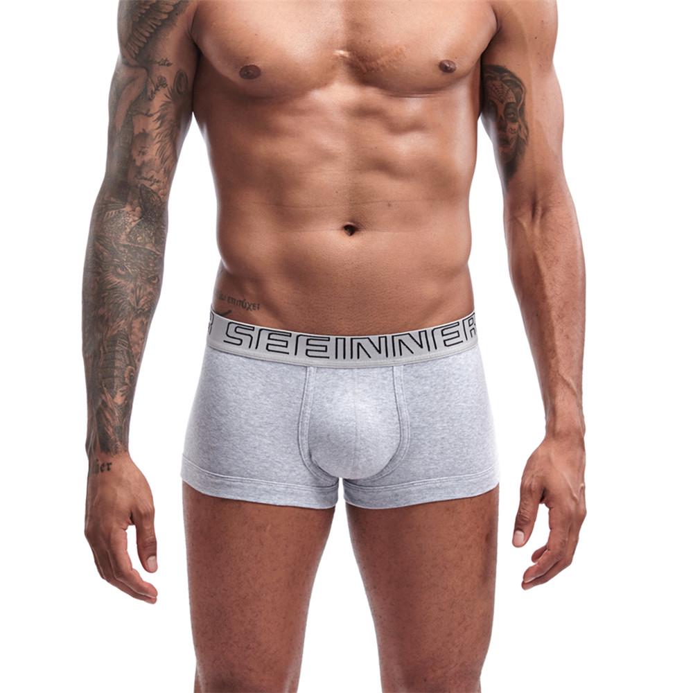 

Бренд чоловічі боксери багажник бавовна спандекс сексуальна білизна для геїв Легінси U опуклі кишенькові трусики для чоловіків XXL сірий