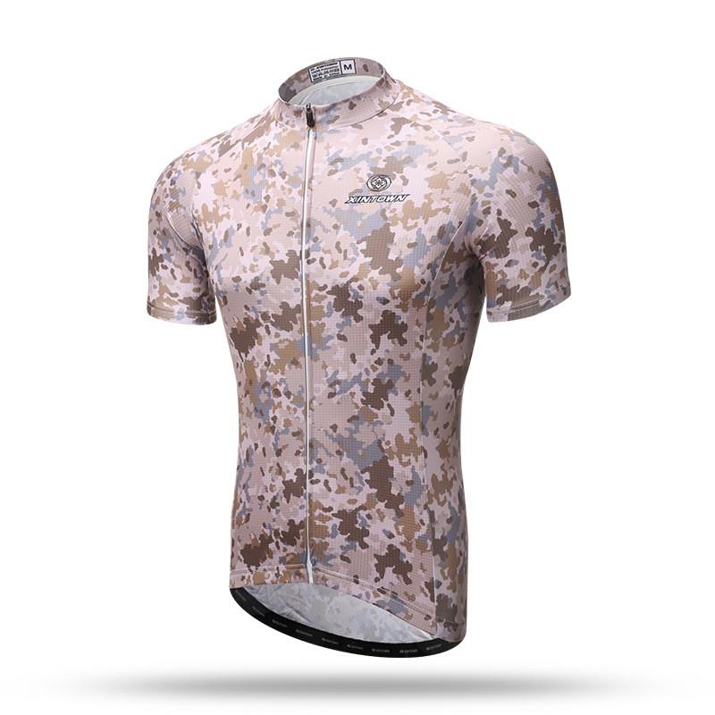 Mens Short Sleeve Cycling Jersey Camo Print Road Bike Biking