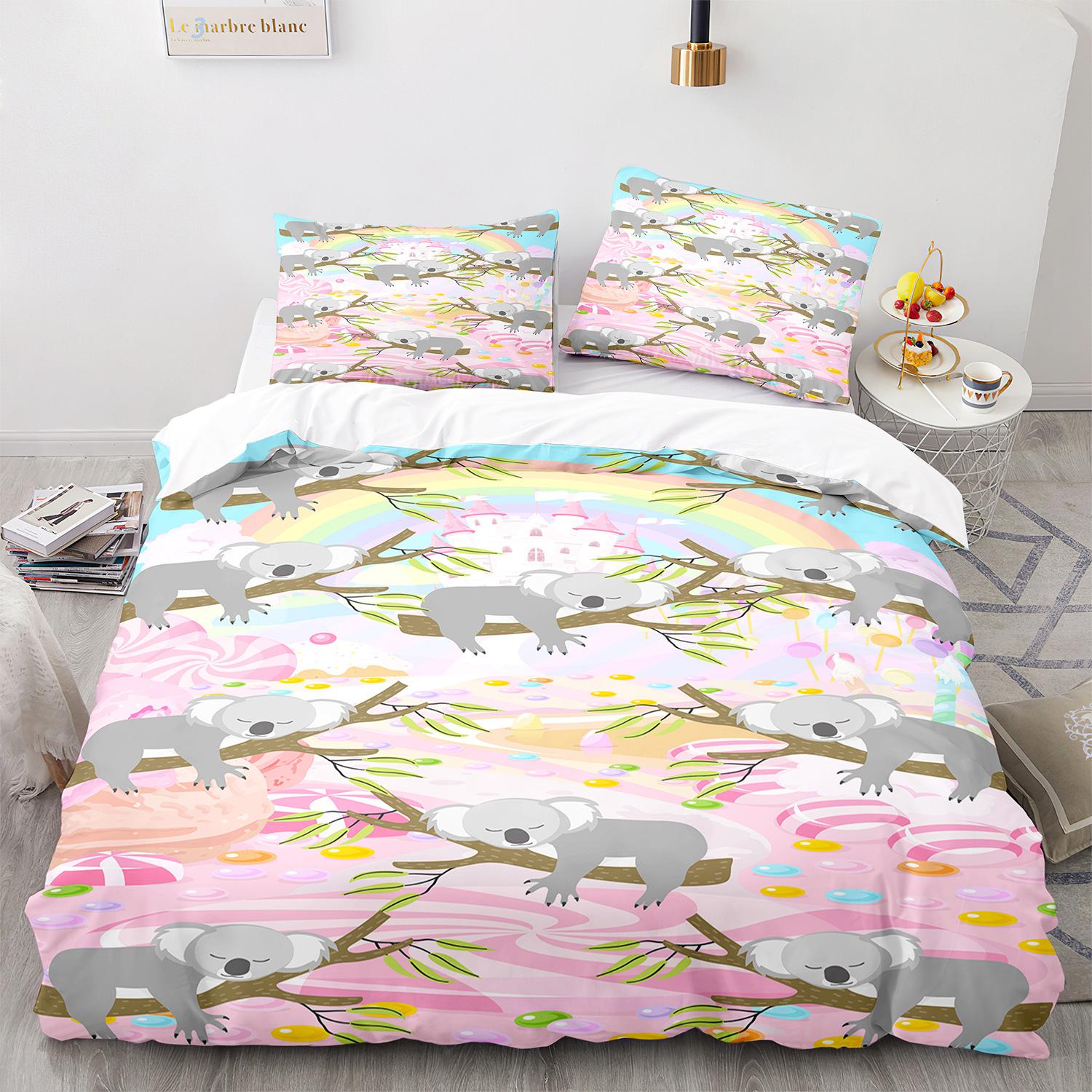 

Комплект постельного белья с изображением коалы из микрофибры, австралийское одеяло с изображением животных, королева, для детей, мальчиков и девочек, забавный, милый комплект постельного белья с изображением коалы на дереве EU single(135x200cm)