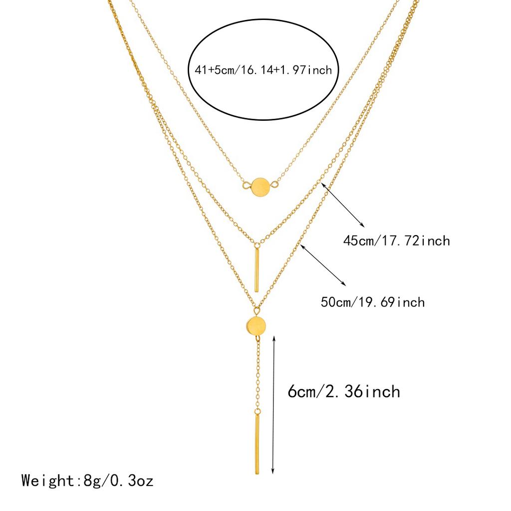 316L Stainless Steel Geometric Long Pendant Three-Layer Pendant Necklace For Women Fashion New Neck Chain Jewelry Party Gift
