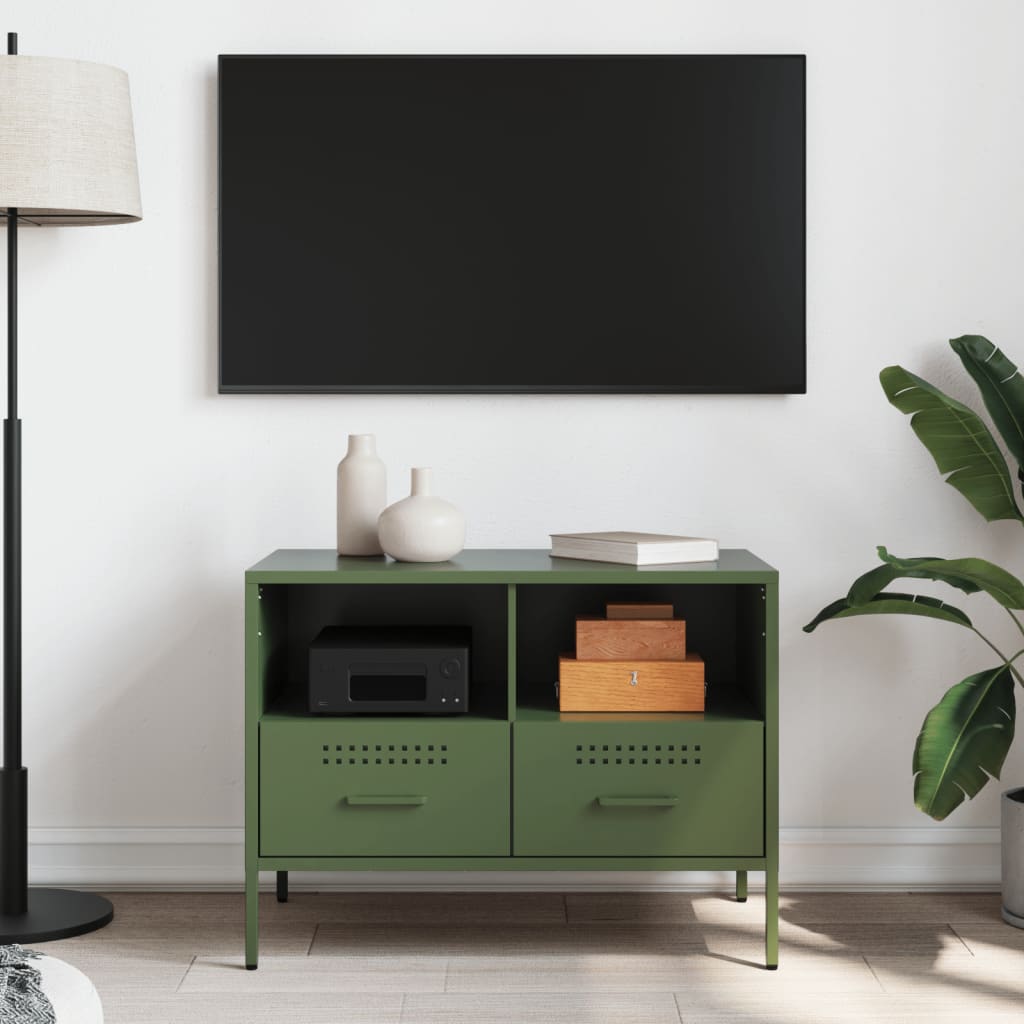 Vidaxl Szafka Pod Telewizor, Oliwkowa, 68X39X50,5 Cm, Stalowa