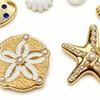 6 Stück Sandalen-Anhänger für Hausschuhe Gold Meeres-Thema Muschel Schuh-Dekoration Sandalen-Anhänger-Set für Hausparty Urlaub Neujahr Geburtstag