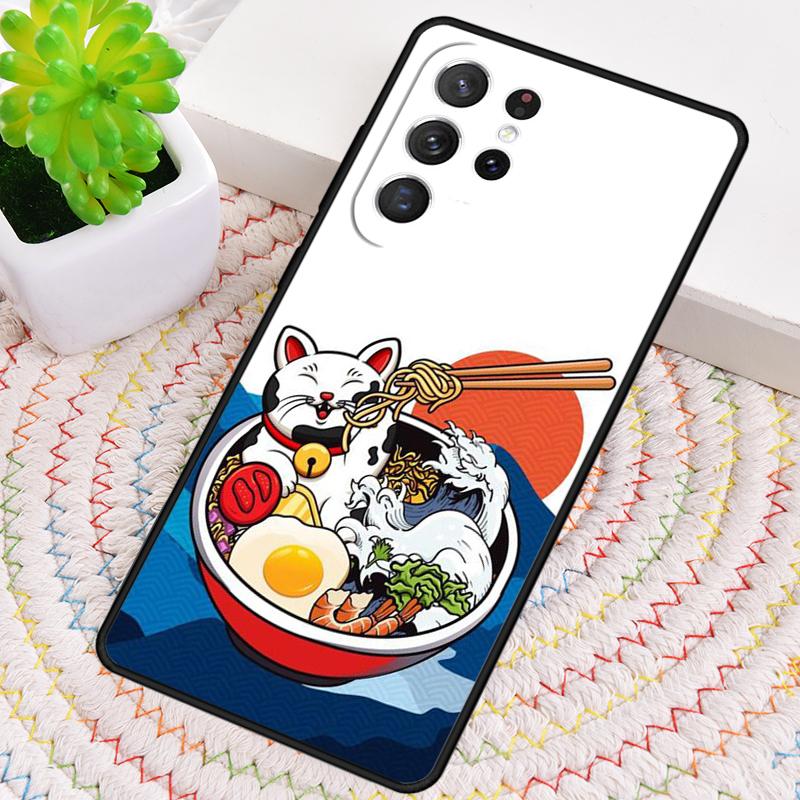 Ramen Katze Japanische Kunst TPU Handyhülle Für Samsung Galaxy note 10 pro S26 S25 S24 S23 S22 Ultra Plus S21 FE S20 Stoßfeste Hülle