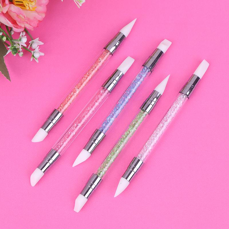 5 szt. Pióro do zdobienia paznokci Dwugłowe Silikonowe Pióro do Rzeźbienia Kwiatów Regulowany Klej w Sztyfcie Pióro do Embossingu Pędzel do Zdobienia Paznokci Każde Narzędzie Domowe