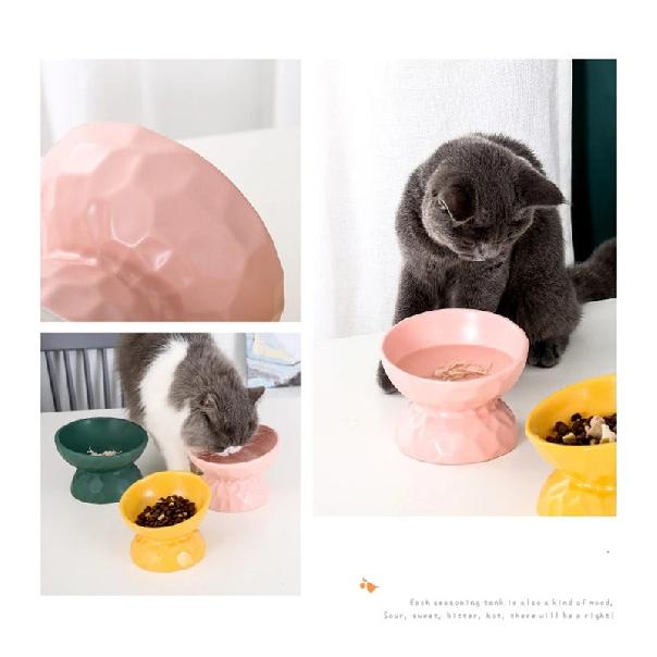 Fashion Ceramic Cat Bowl Protect Spine Oblique Mouth High-footed Dog Feeder Cat Food Bowl Water Bowls Pet Supplies Accessories