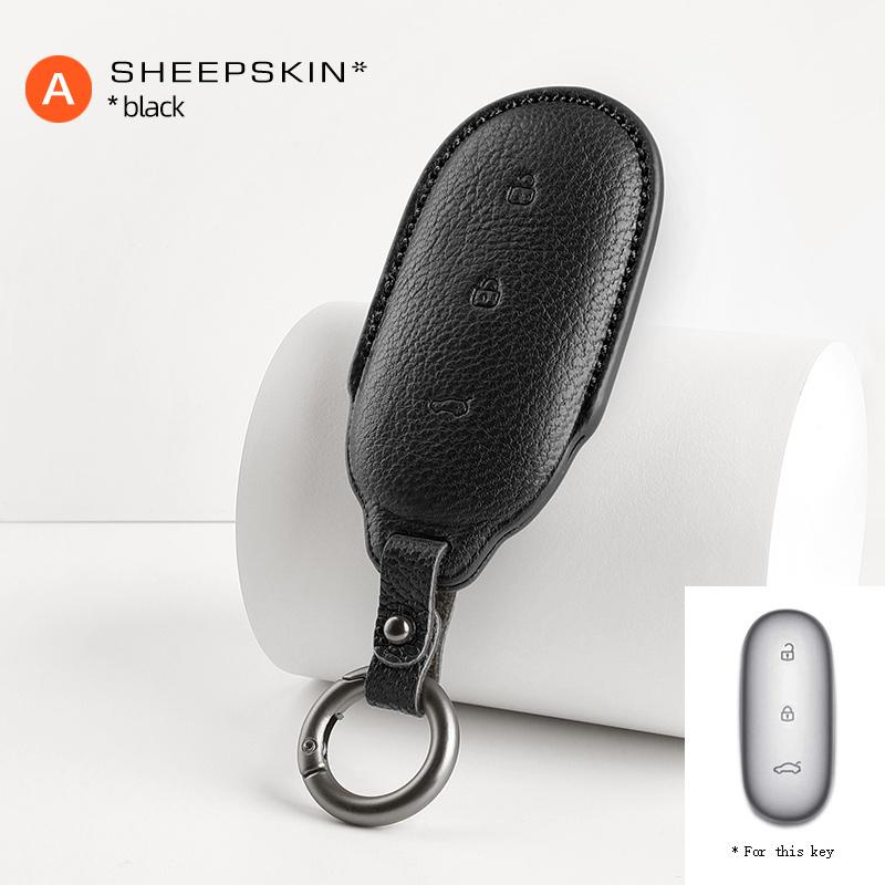 For Leading Ideal Lixiang L9 L8 L7 Car Key Case Smart Remote Keychain Sheepskin Cover Shell Alcantara Interior Protectors