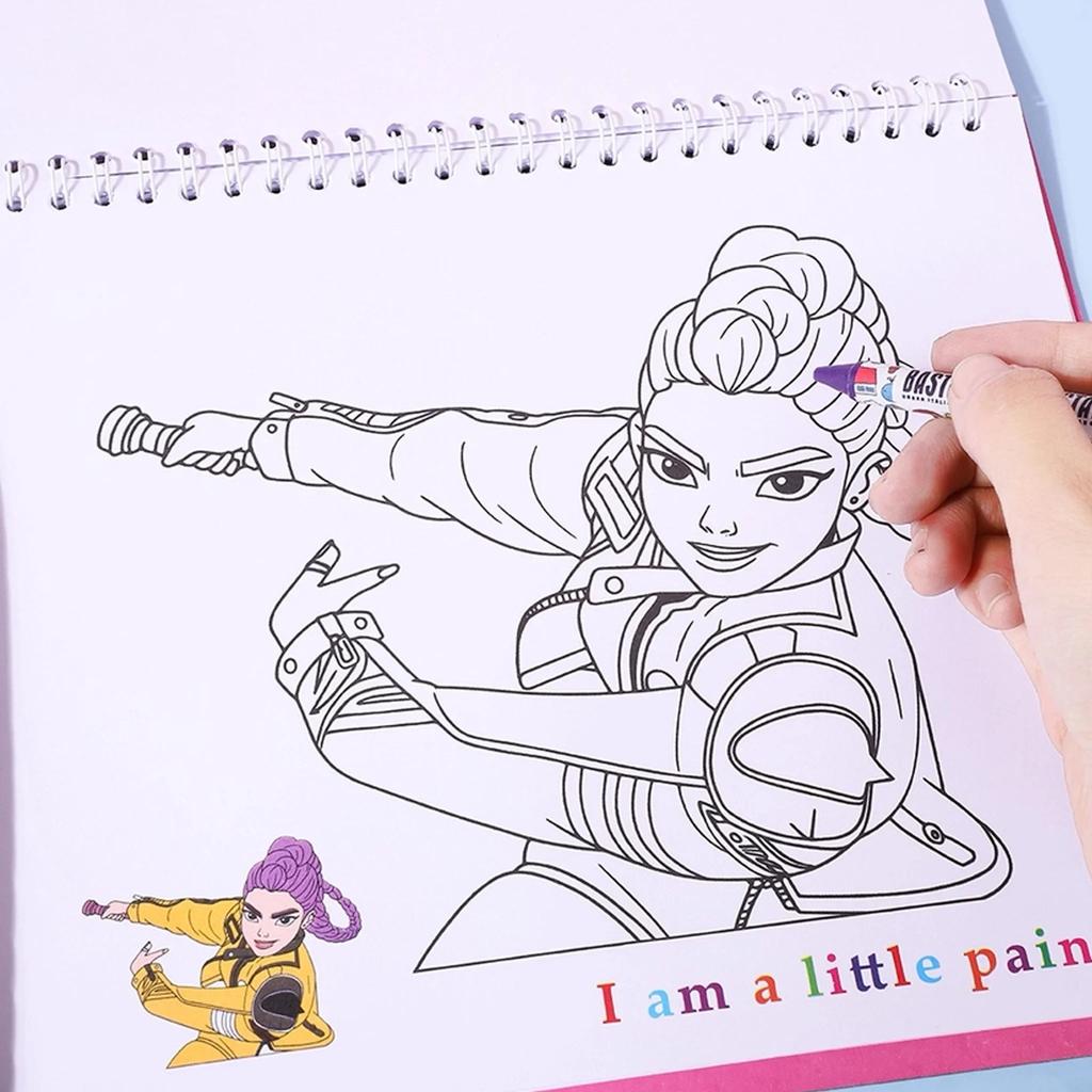 ! Hexenjagd-Trupp - K-Pop-Stil Kinder-Graffiti-Malbuch (mit Wachsmalstiften) | Pädagogisches Mal- & Zeichenbuch