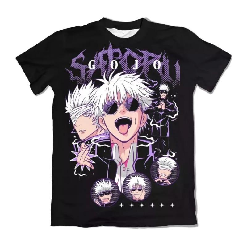 Jujutsu Kaisen Gojo Satoru Unisex Pure Cotton T-shirt 2026 Summer Hot Anime Print Round Neck Loose Family Short Sleeved Top
