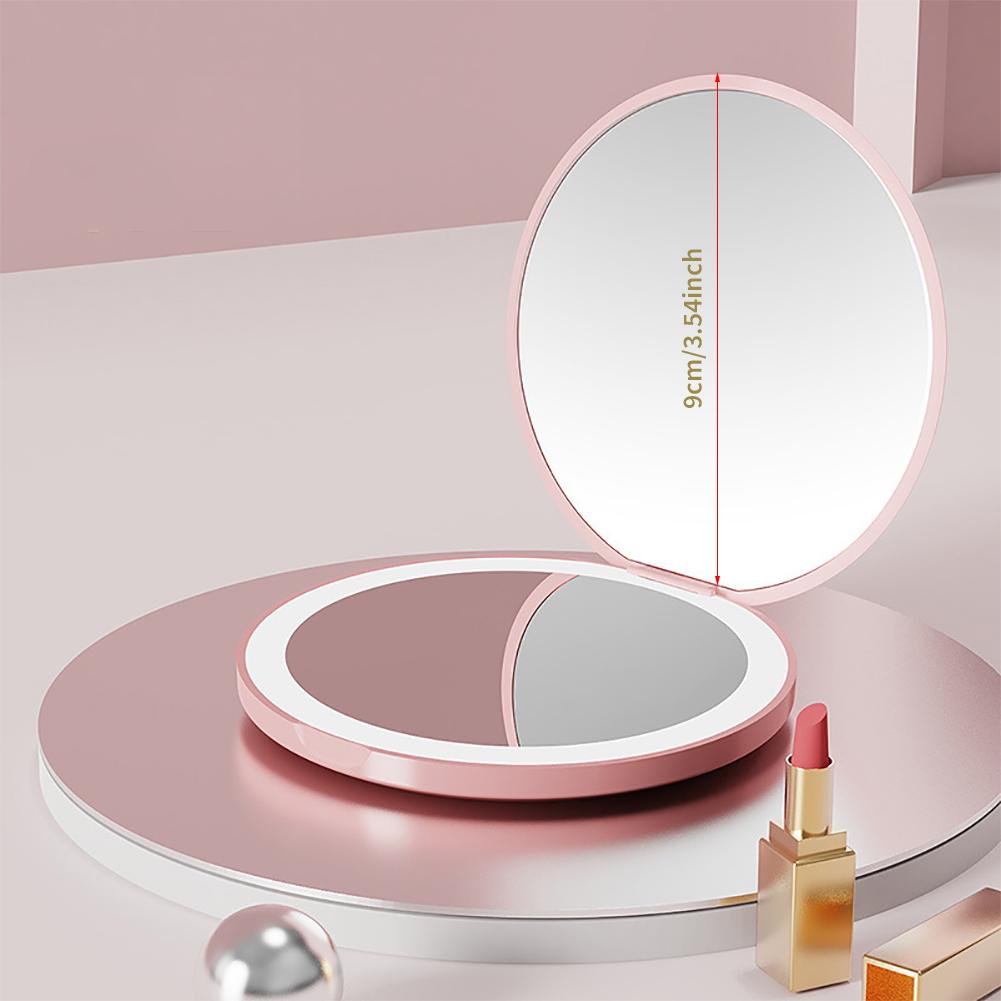 Creatieve Draagbare LED Lamp Cosmetische Spiegel Lamp Compacte LED Spiegel Opbergtafel Spiegel Vergroot Make-up Cosmetisch