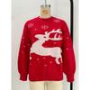 Autumn/Winter Christmas New Year Red Deer Round Neck Sweater Women's Loose Lazy Style Top Versatile Head Knitted Sweater