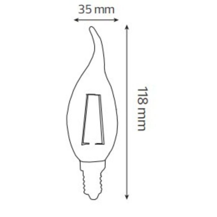 Ampoule LED bougie à filament 4W (Eq. 32W) E14 4200K