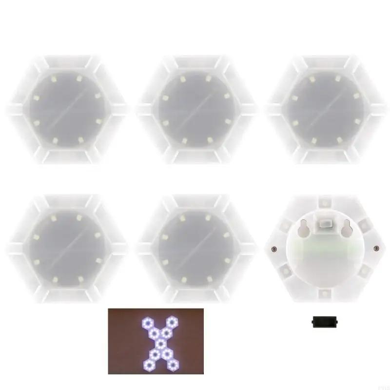 6Pcs Solar Outdoor Wall Lights Spliceable Waterproof Hexagonal Lights for Garden Decoration Atmospheres Lighting