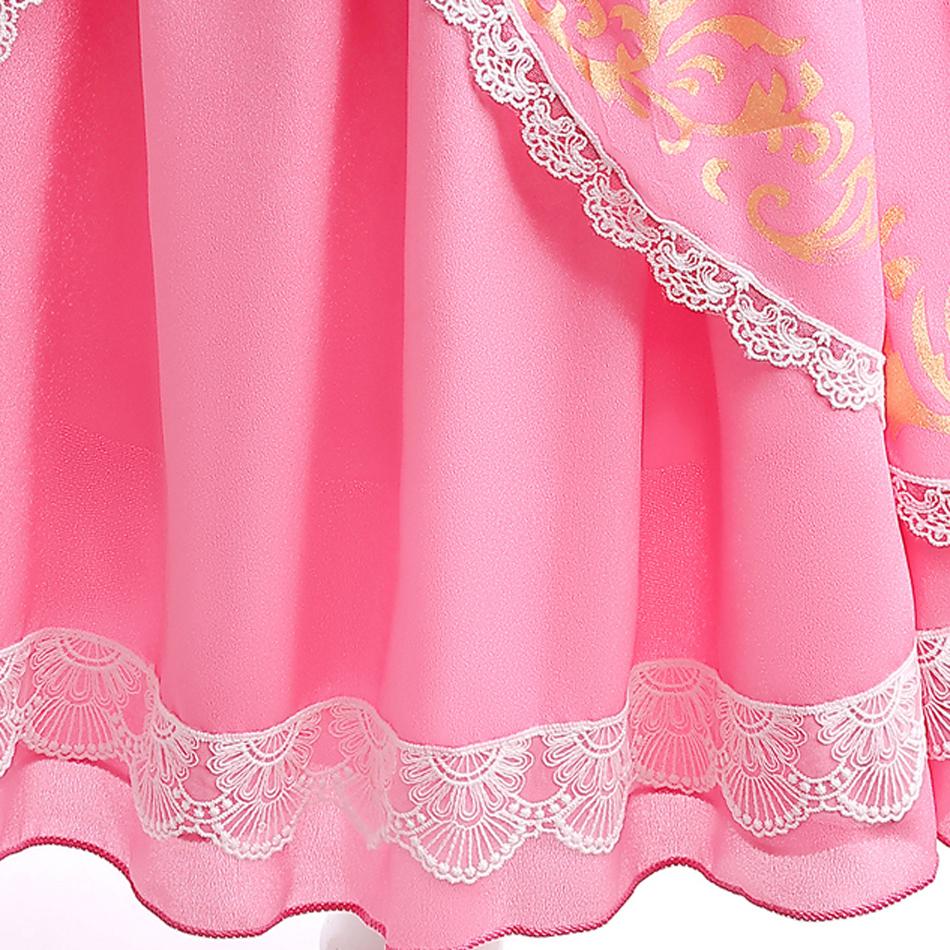 Peach Princess Costume with LED Color Light Toddler Birthday Game Role Play Dress Girl Halloween Festival Gown Pink Lace 2-9 Y C