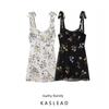 Kaslead New Arrival Women's Clothing Fashion Style Fashion Casual Wide Shoulder Straps Print Short Dress