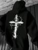2026 New Unisex Thorn Cross Gothic Hoodie Autumn Winter Streetwear Dark Back Print Hooded Sweatshirt