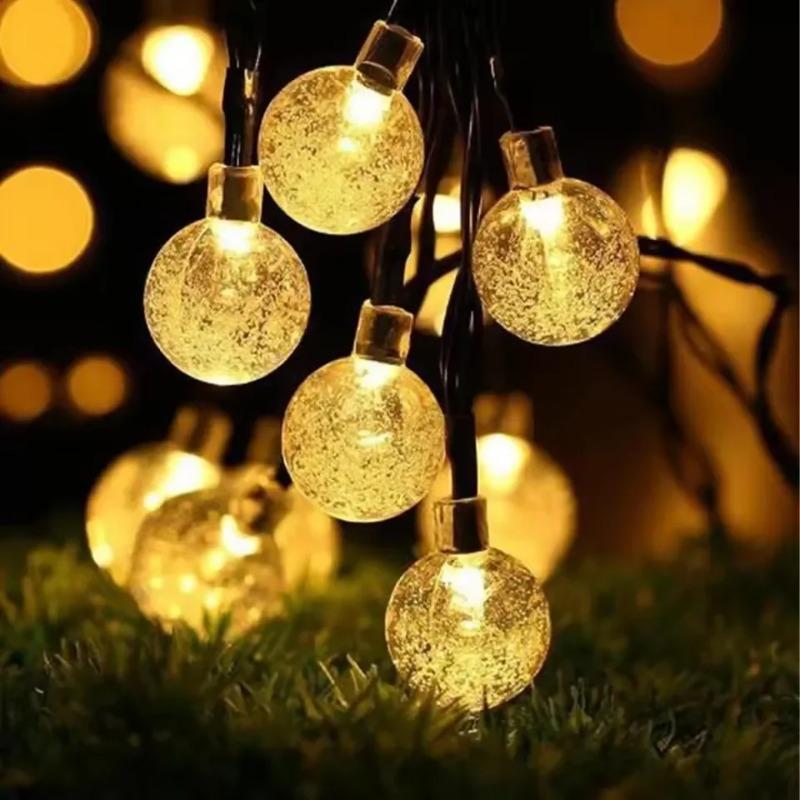 Solar Crystal Globe LED String Lights, 8 Modes Fairy Garland, 20/50/100 LED Solar Powered Light for Garden Christmas Party Outdoor Decor
