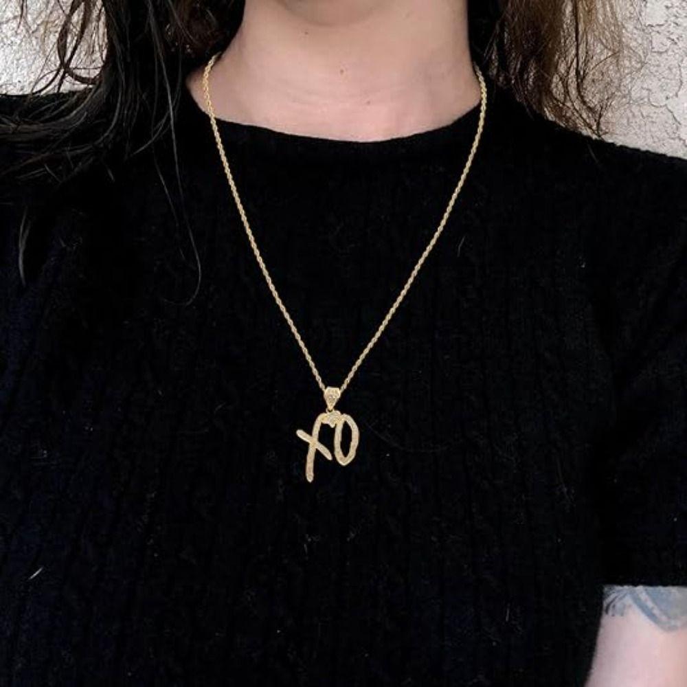 Colier Hip Hop Culoare Aurie cu Zirconiu Cubic Colier cu Litere Accesorii Bijuterii