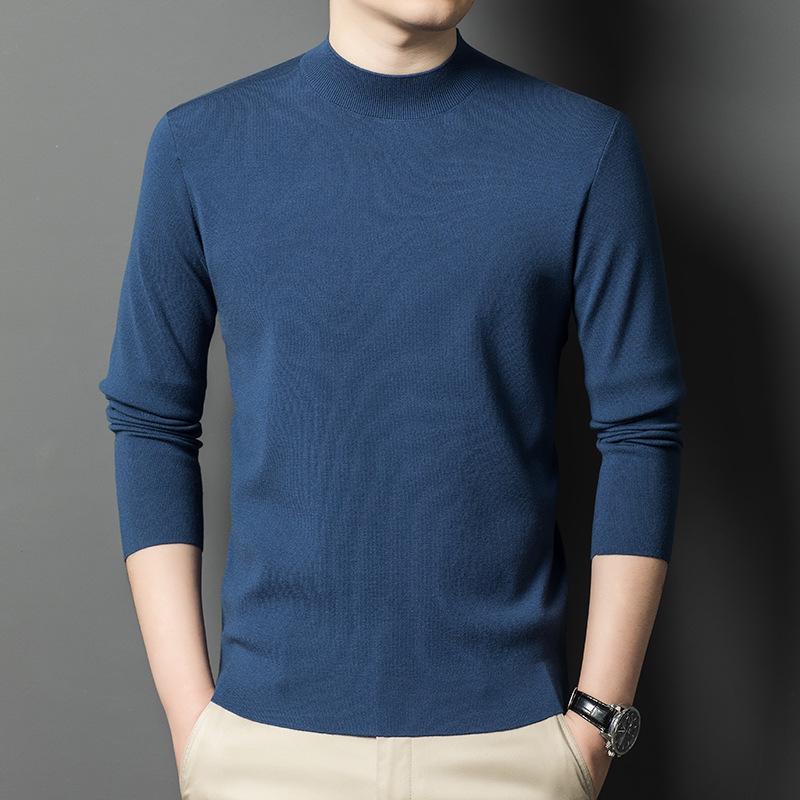 Machine Washable Men s Half-High Neck Wool Sweater - 450g Fine Spun Australian Wool, 4A Grade, Autumn/Winter Warm Base Layer. 2XL